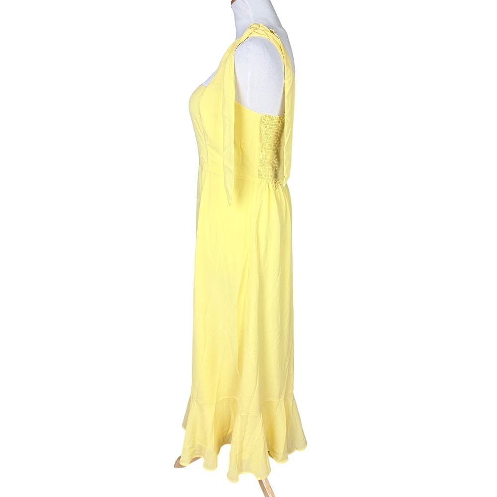 NWT Lulus Summer Invite Yellow Tie-Strap Tiered Midi Dress Size L - Picture 8 of 13